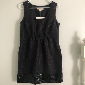 New! Michael Kors Zebra Striped Black Dress